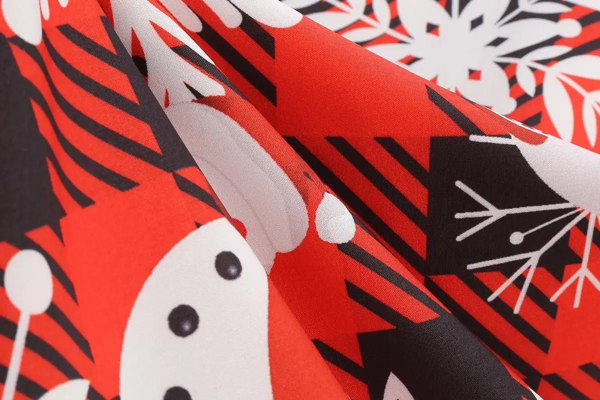 Women's Christmas Printed Spliced Polyester Dress Regular