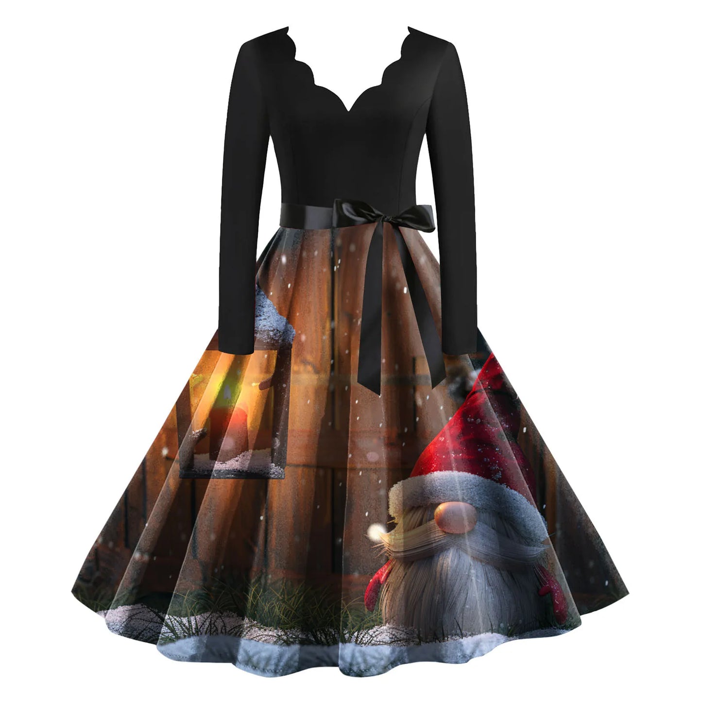 Women's A-Line Christmas Print Polyester Dress Regular