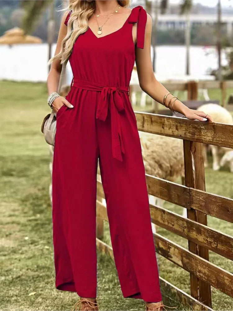 Women's Sleeveless Cotton Linen Jumpsuit | Regular Fit