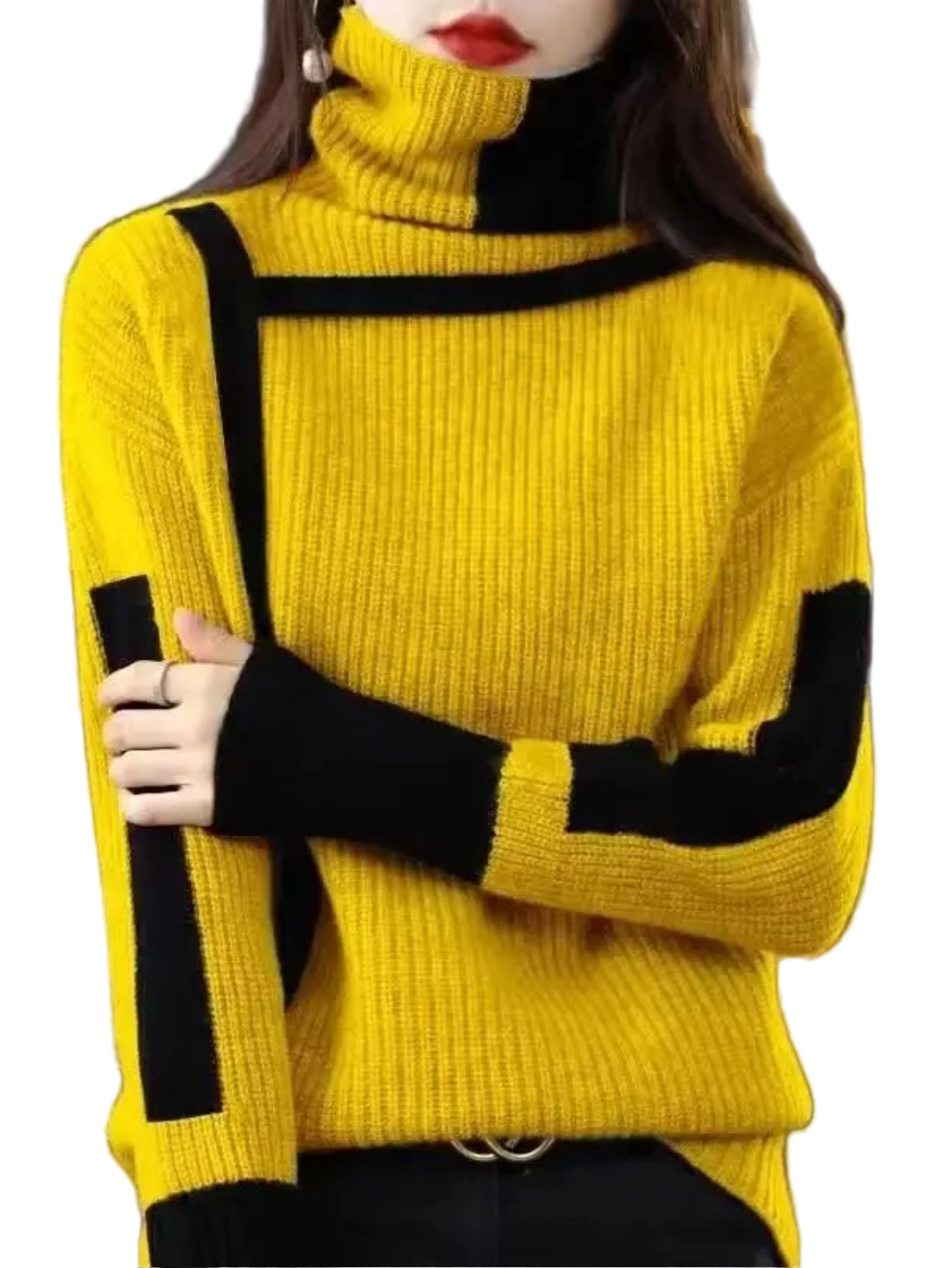 Cozy High Collar Knit Pullover Sweater For Women
