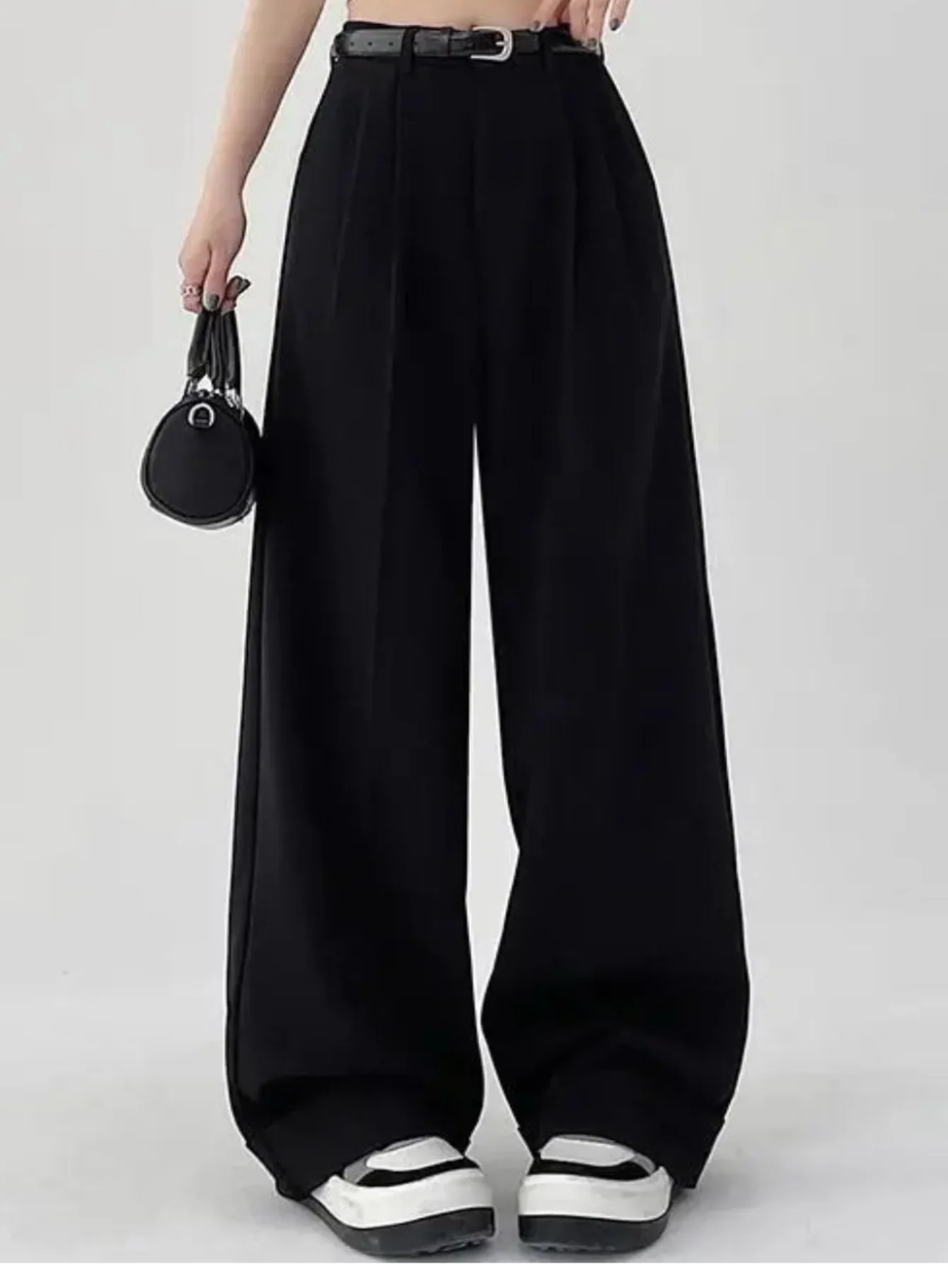 Women's High Waist Loose Fit Wide Leg Polyester Viscose Pants
