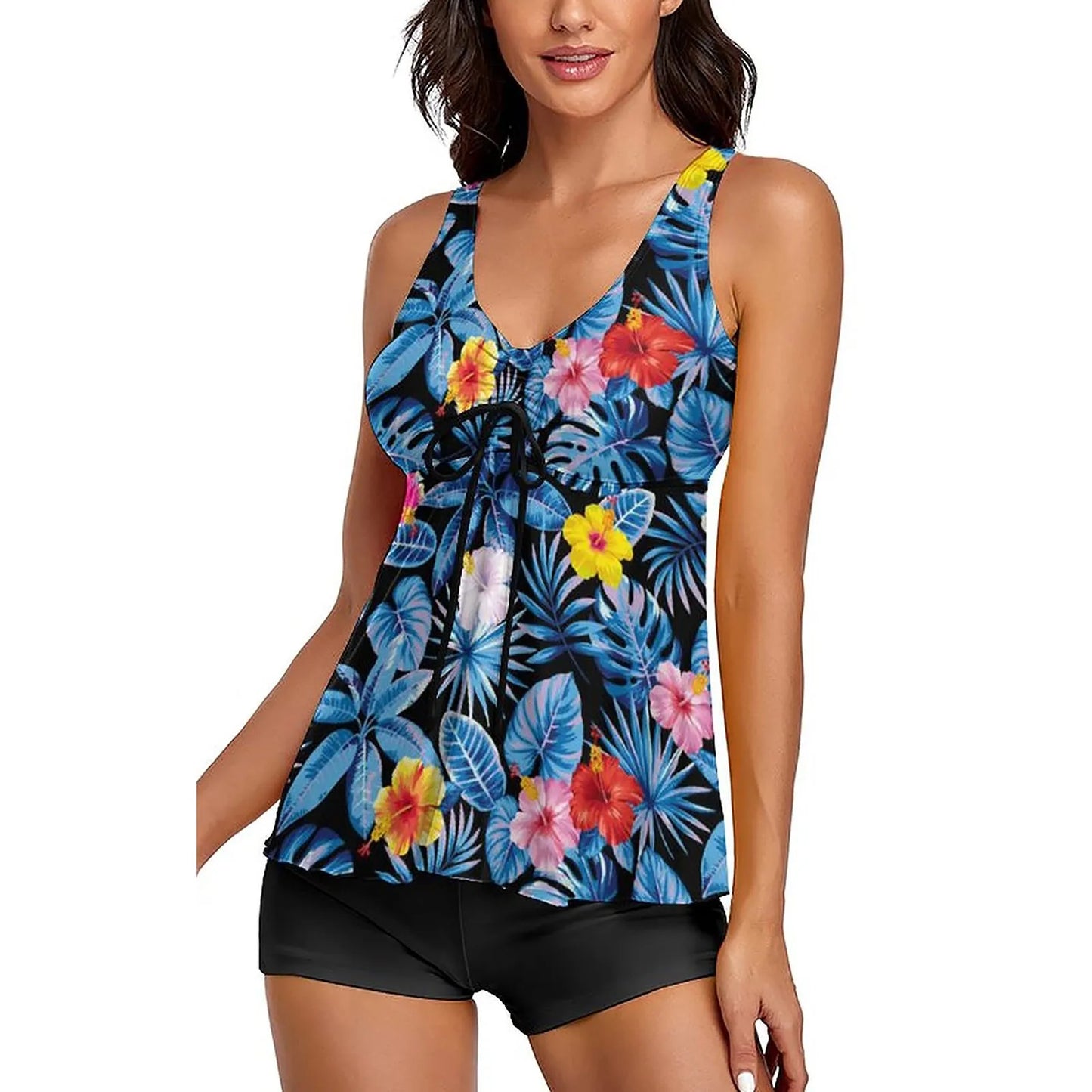 Vintage Floral Two-Piece Swimsuit Set