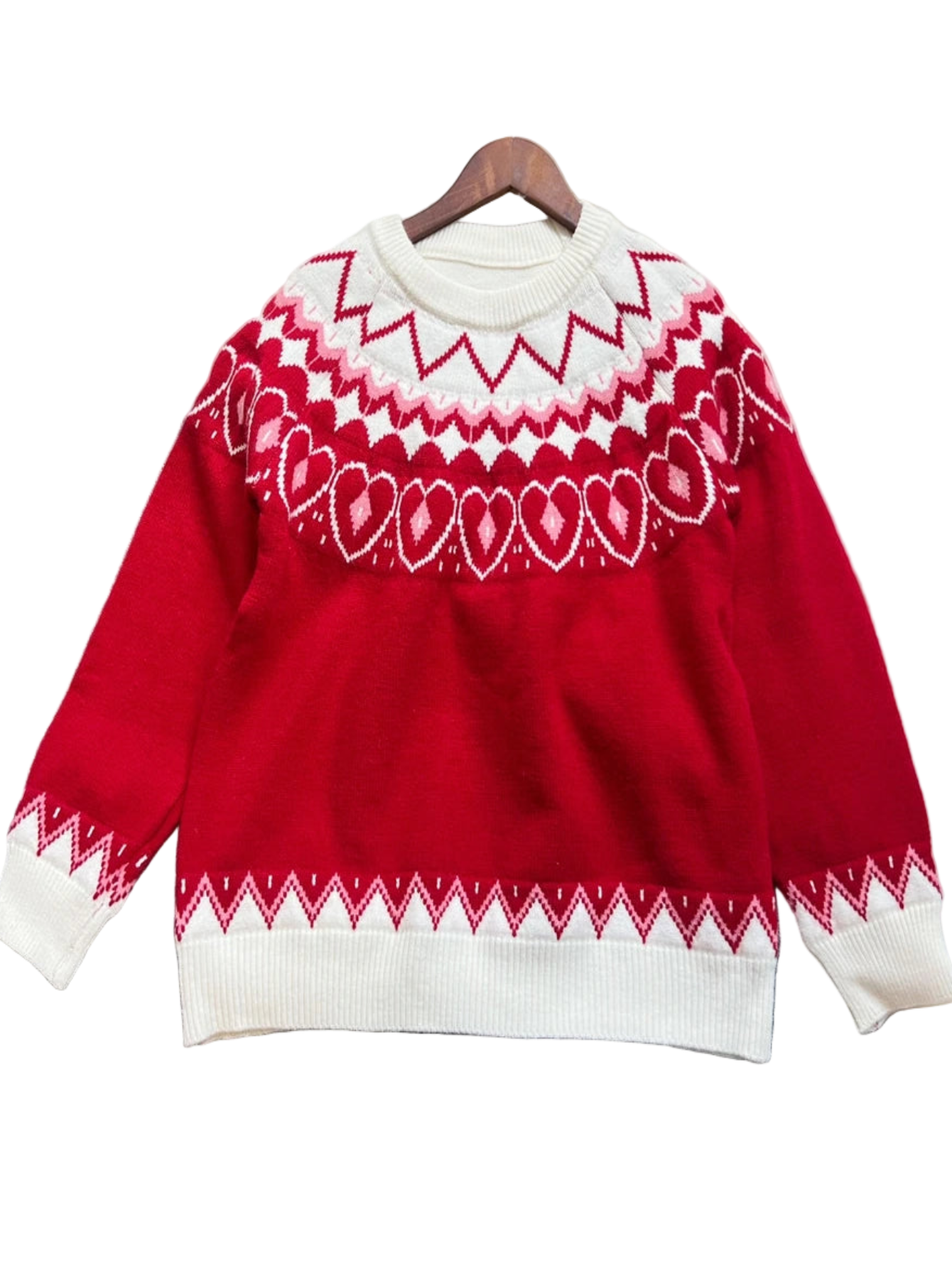 Valentine Red Pullover Knit Sweater With Heart Fair