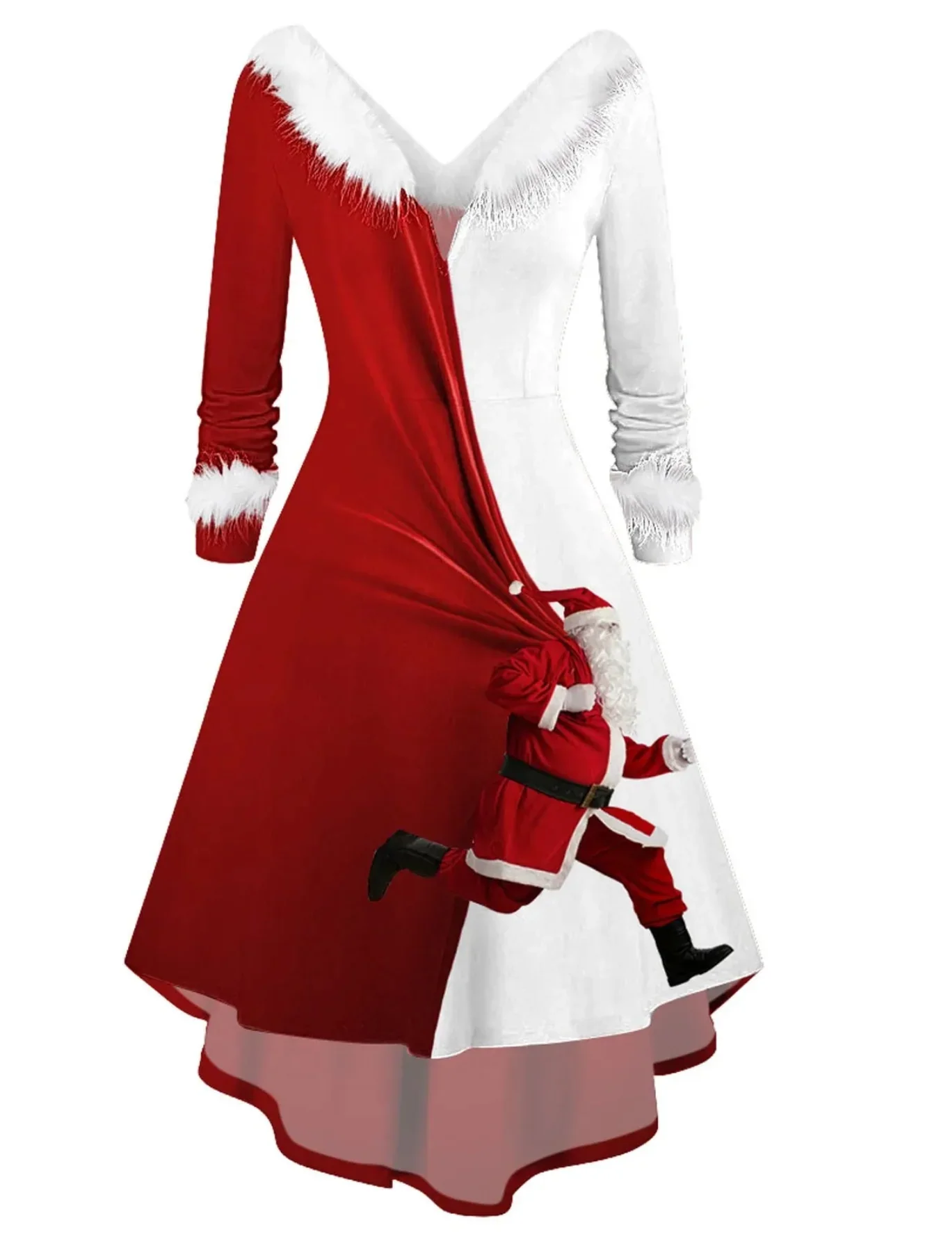 Santa Print Party Dress