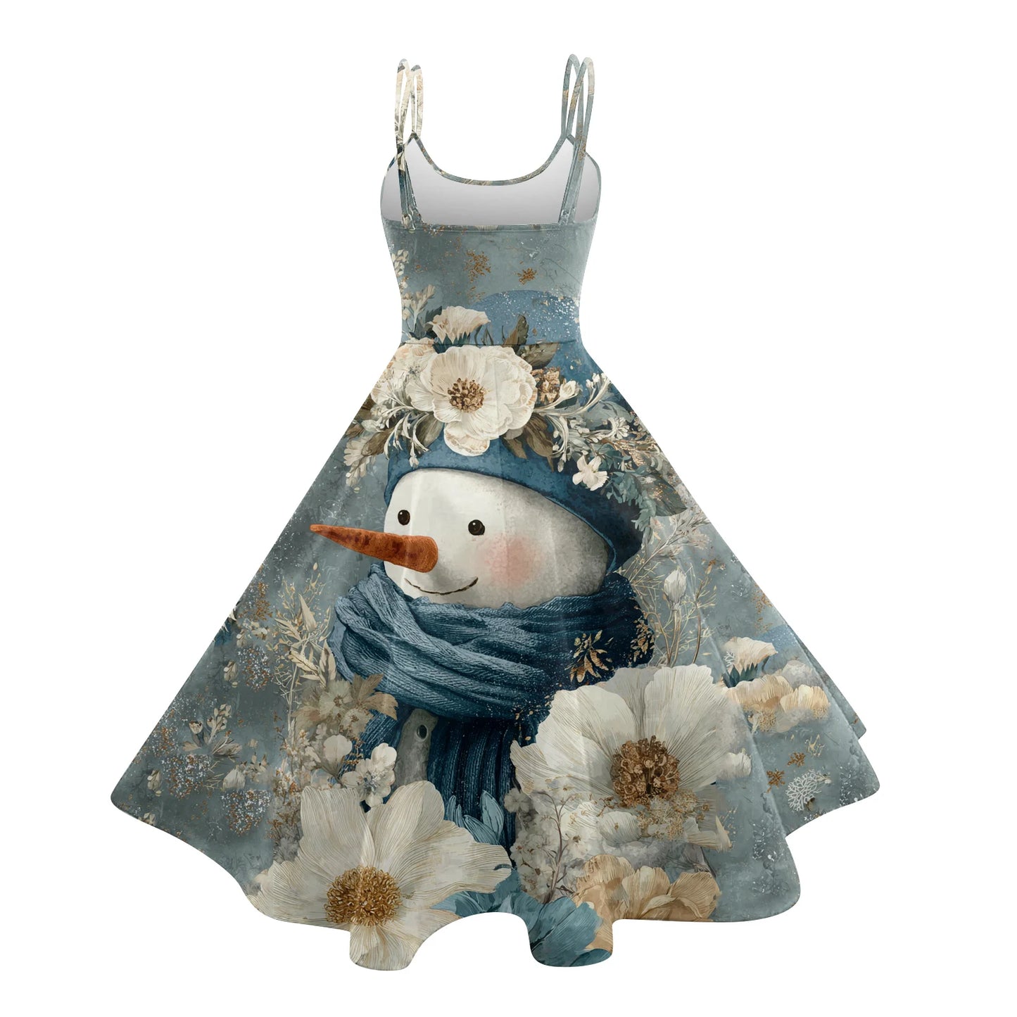 Slim Spaghetti Strap Christmas Polyester Dress Women's