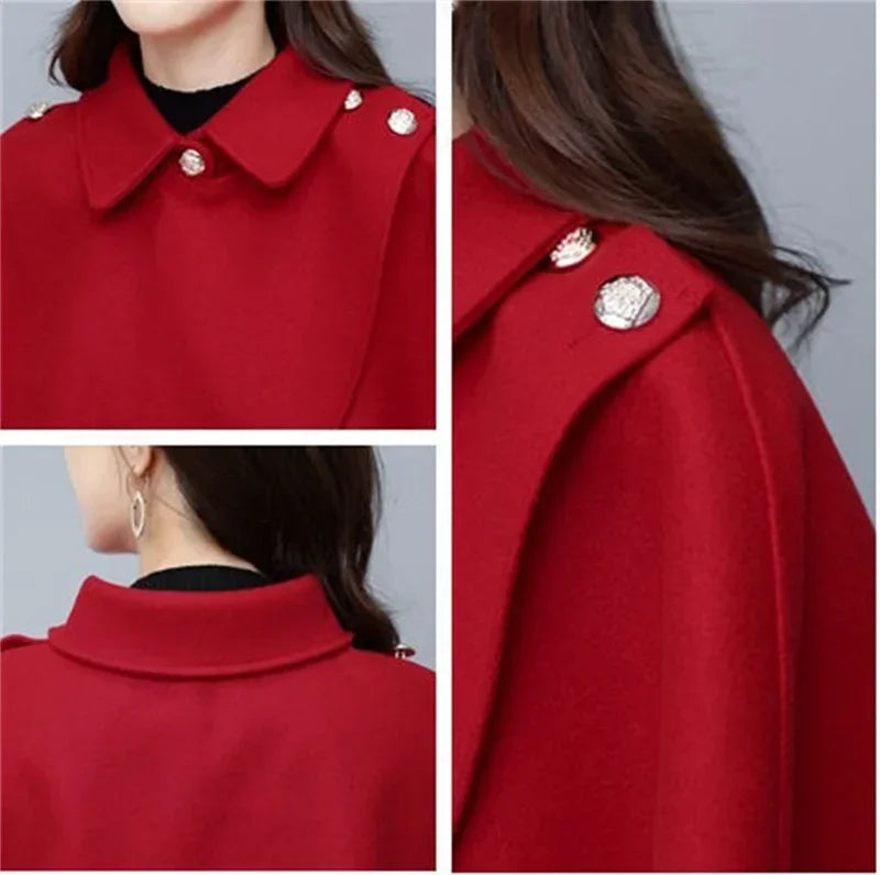 Woolen Shawl Coat Cape Outerwear
