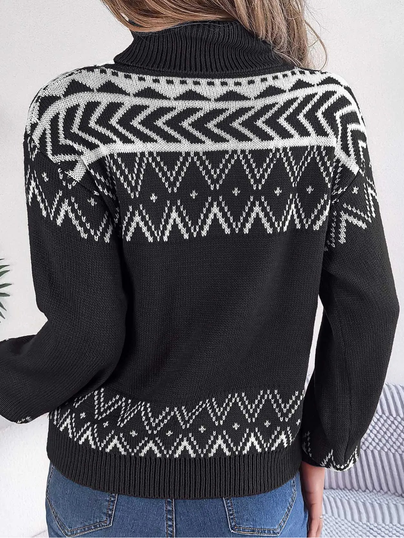 Turtleneck Christmas Knit Pullover Long Sleeve
