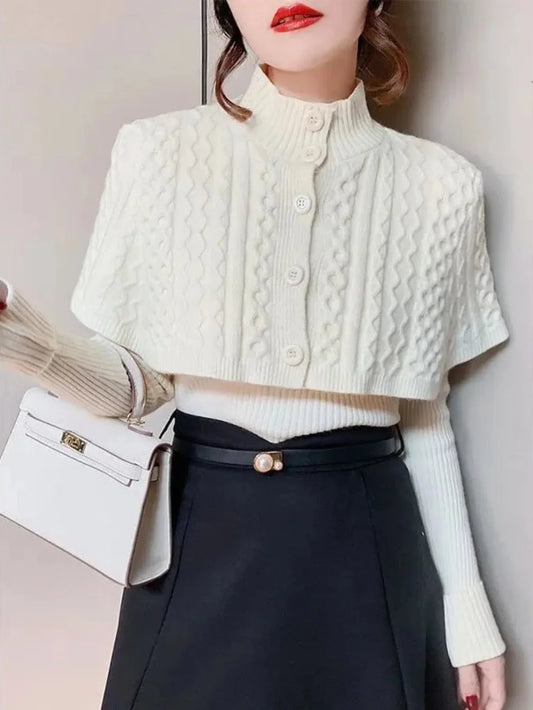 Cape Knit Two Piece Set Cardigan Cape