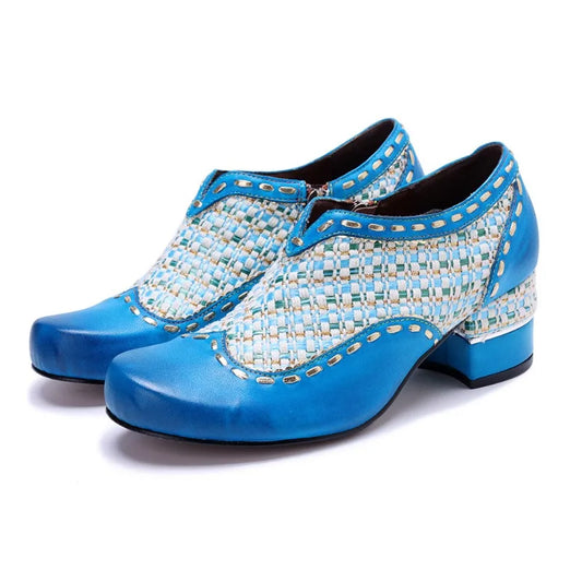 Jacquard Leather Ethnic Shoes – Big Size Elegant Summer Flats