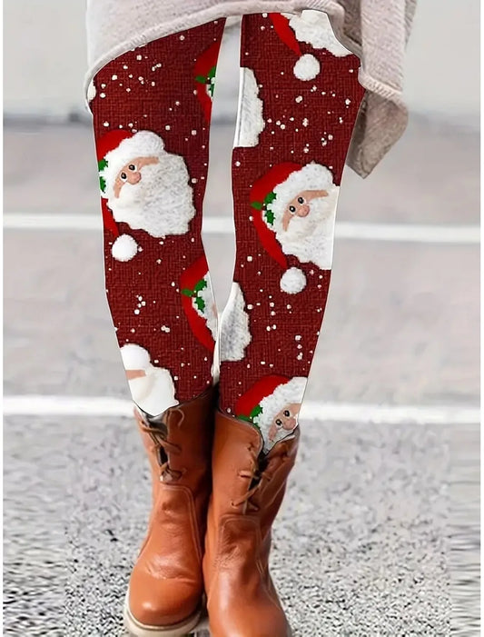 Santa Christmas Print Leggings