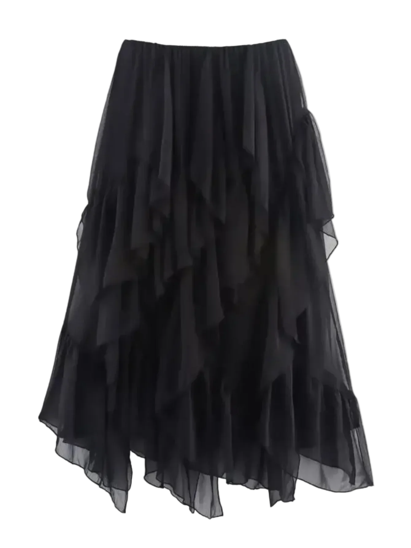 Layered Asymmetrical Midi Boho Skirt