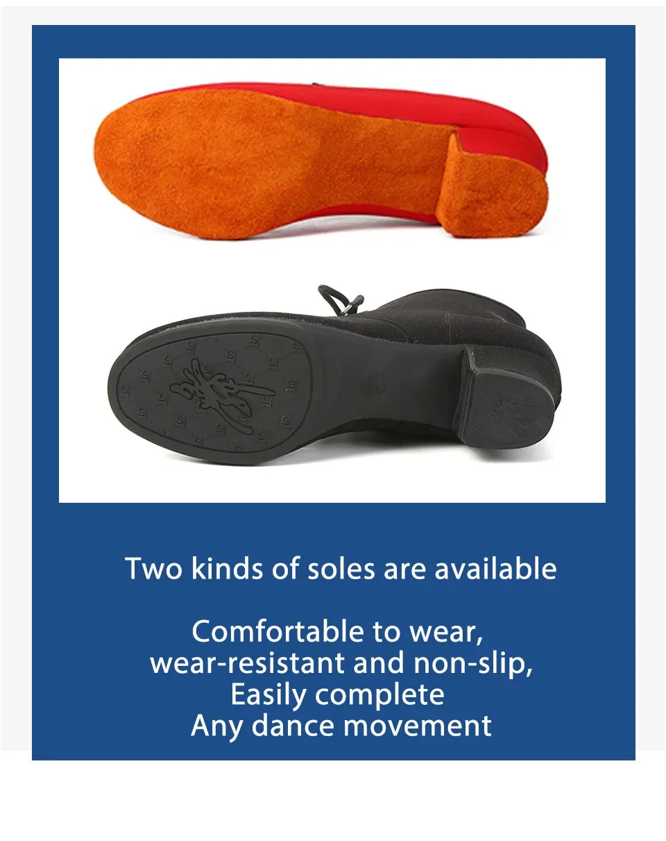 SWDZM Women Shoes Ballroom Dance Shoes Soft Sole Waltz Women Tango Jazz Latin Dance Shoes Middle Heel Ladies Dance Sneakers