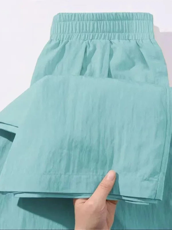 Women's High Waist Relaxed Wide Leg Ice Silk Pants