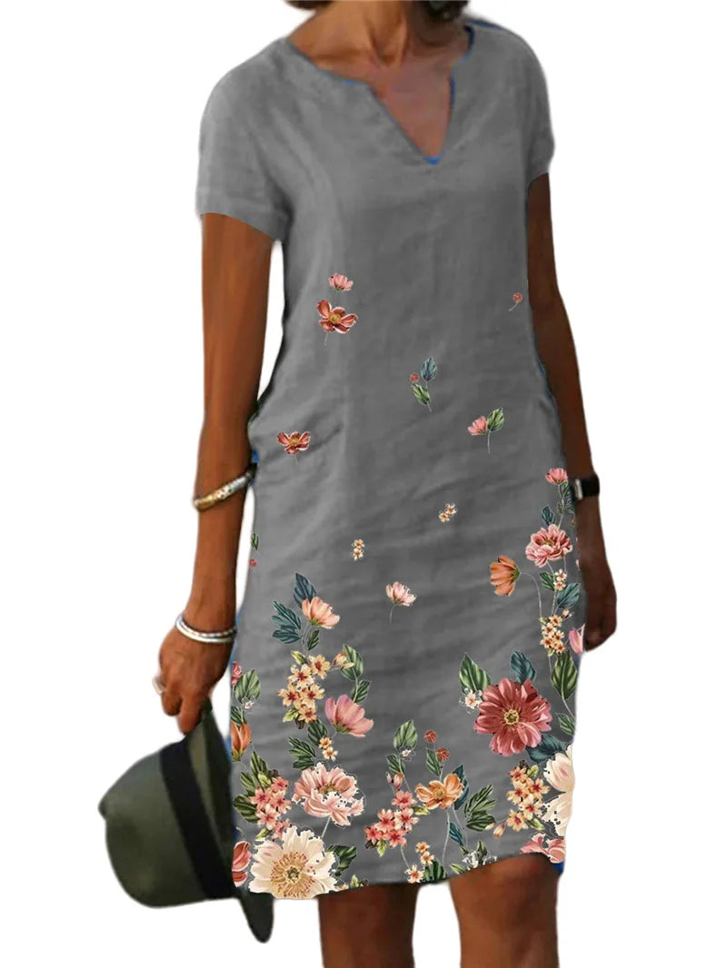 Summer Elegant Oversize V Neck Dress - Loose Beachwear