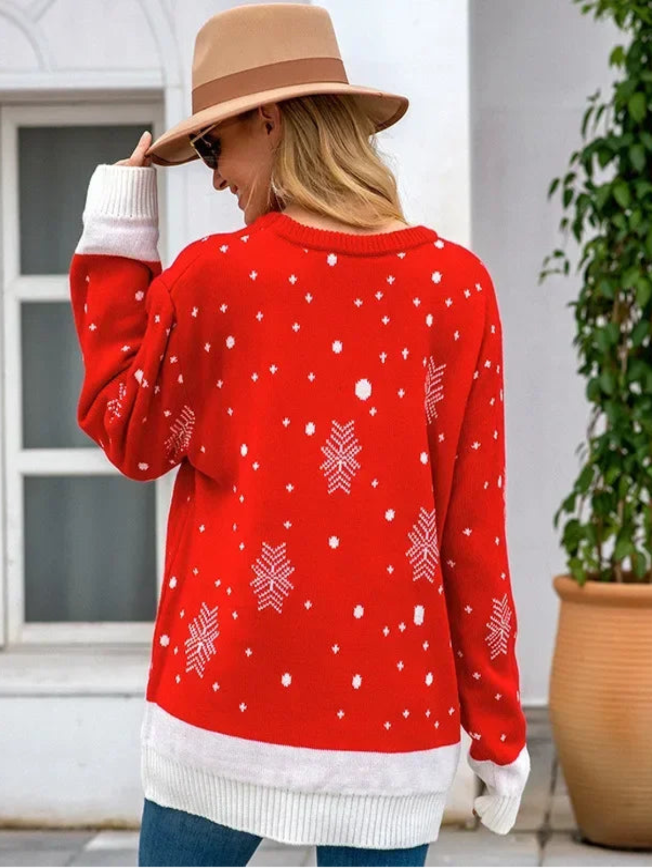 Christmas Reindeer Printed Jacquard Sweater
