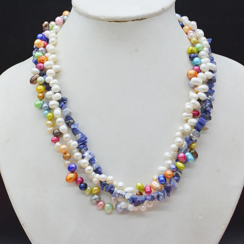 Baroque Pearl Necklace With Semi Precious Stones