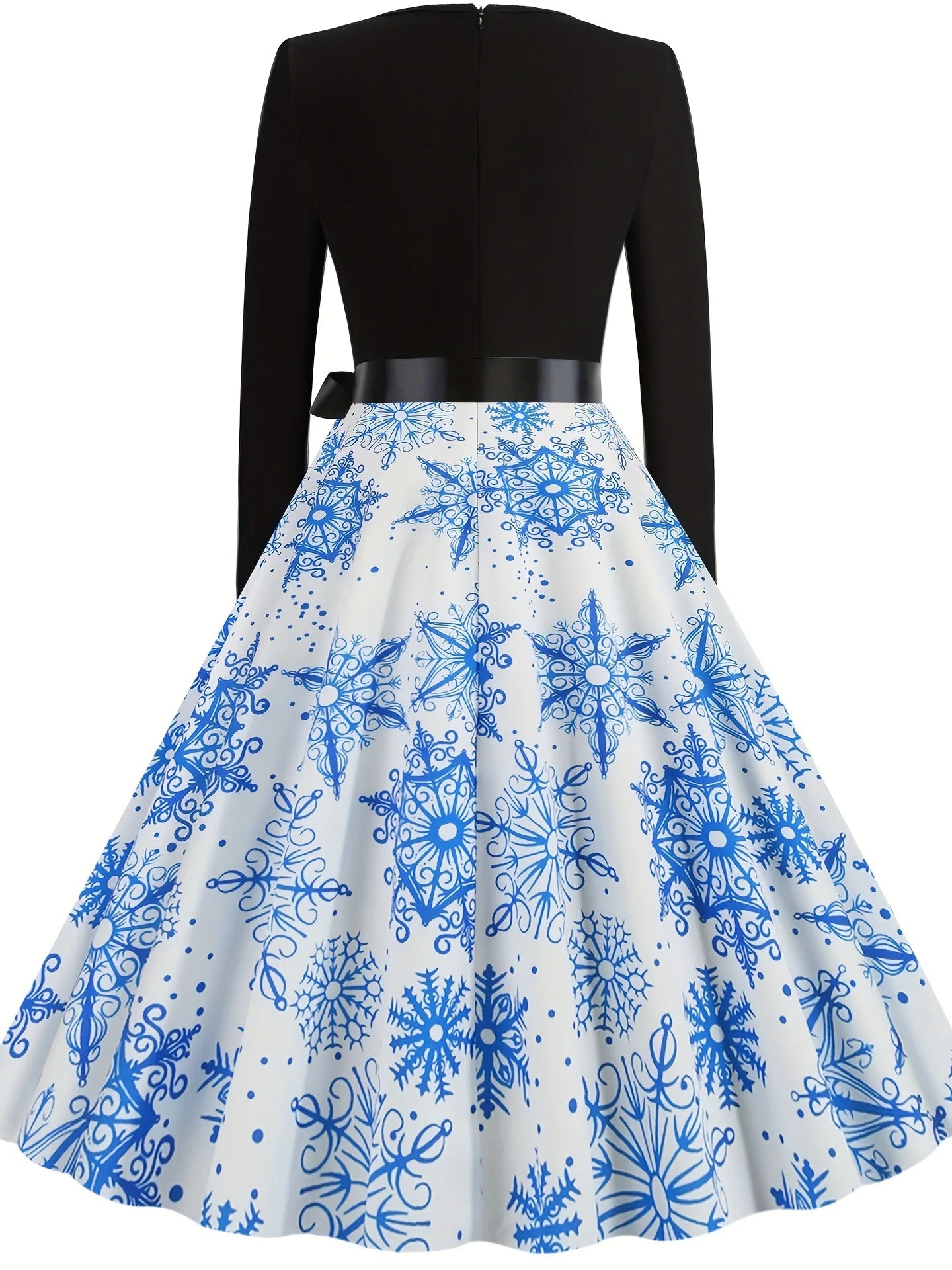 Women's Slim Fit Christmas Print Long Sleeve Dress Polyester