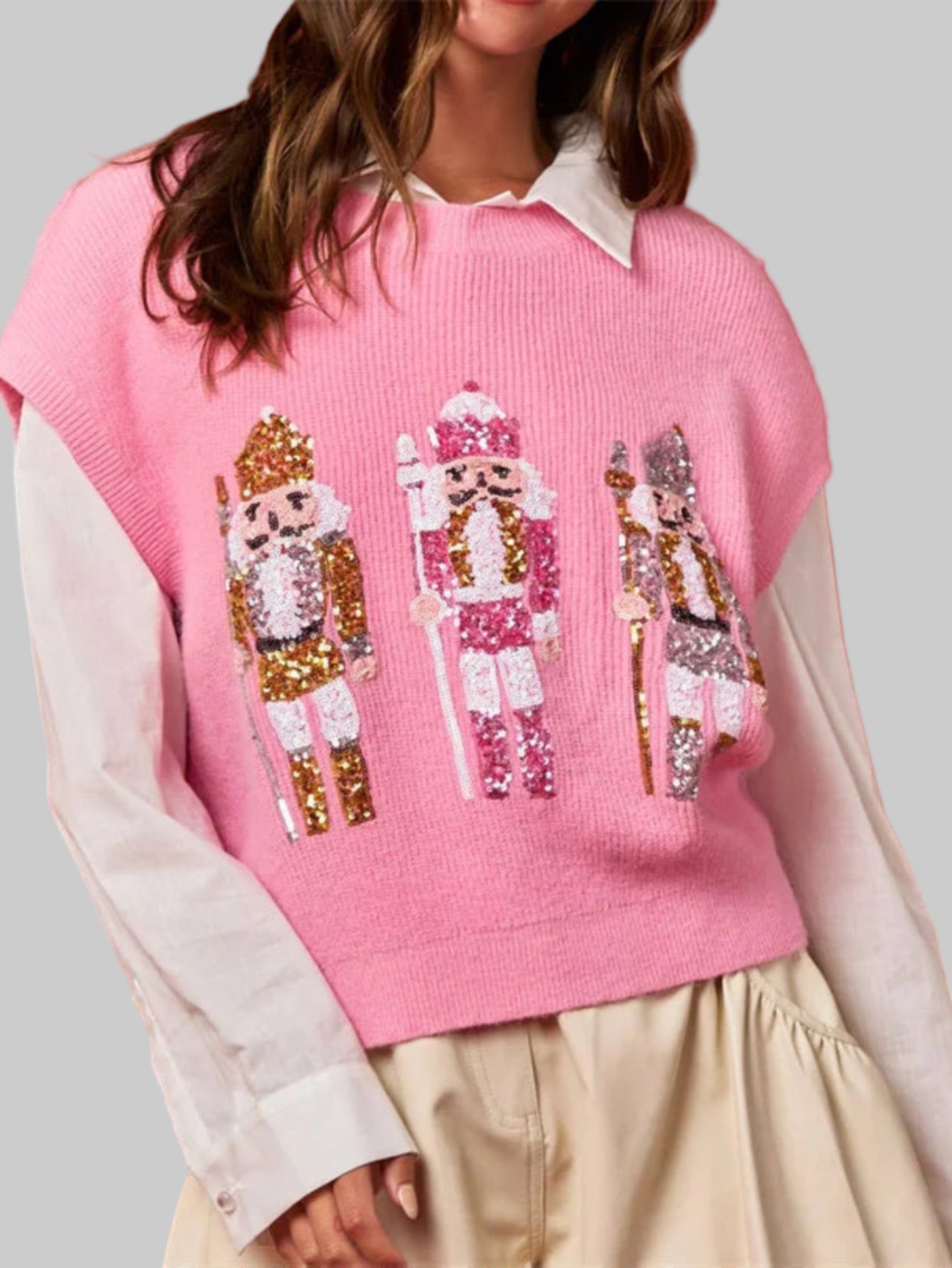 Ugly Christmas Vests Sequin Nutcracker