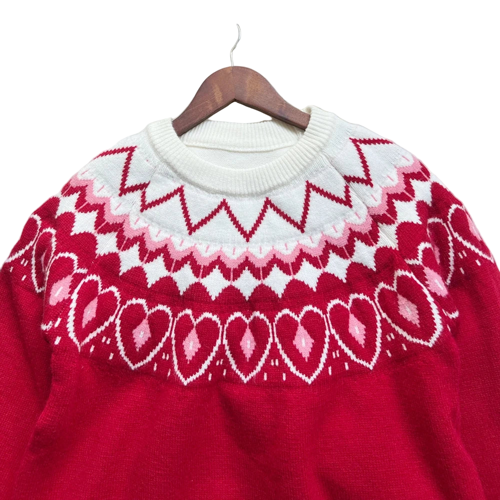 Valentine Red Pullover Knit Sweater With Heart Fair