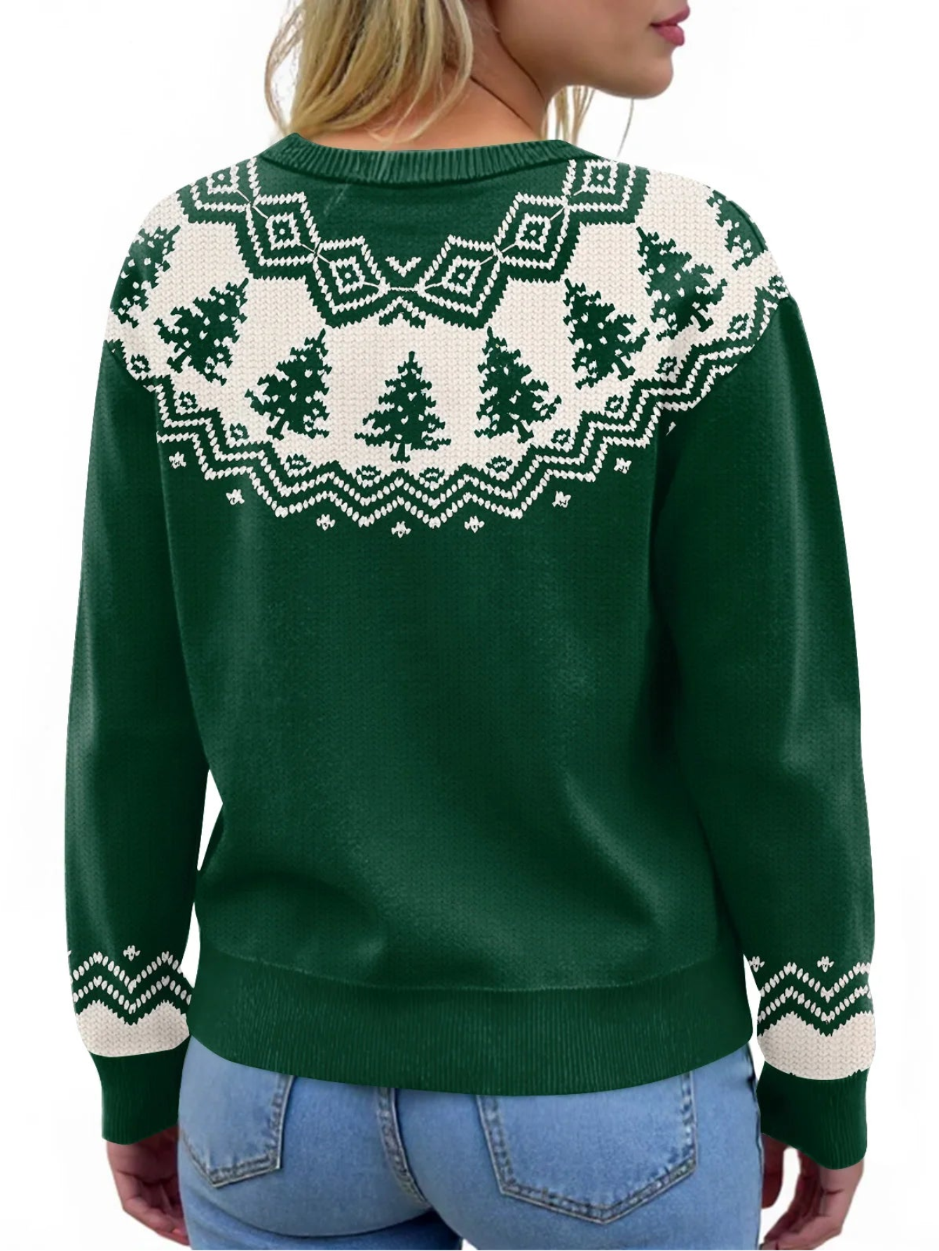 Christmas Trees Printed Knitted Cardigan