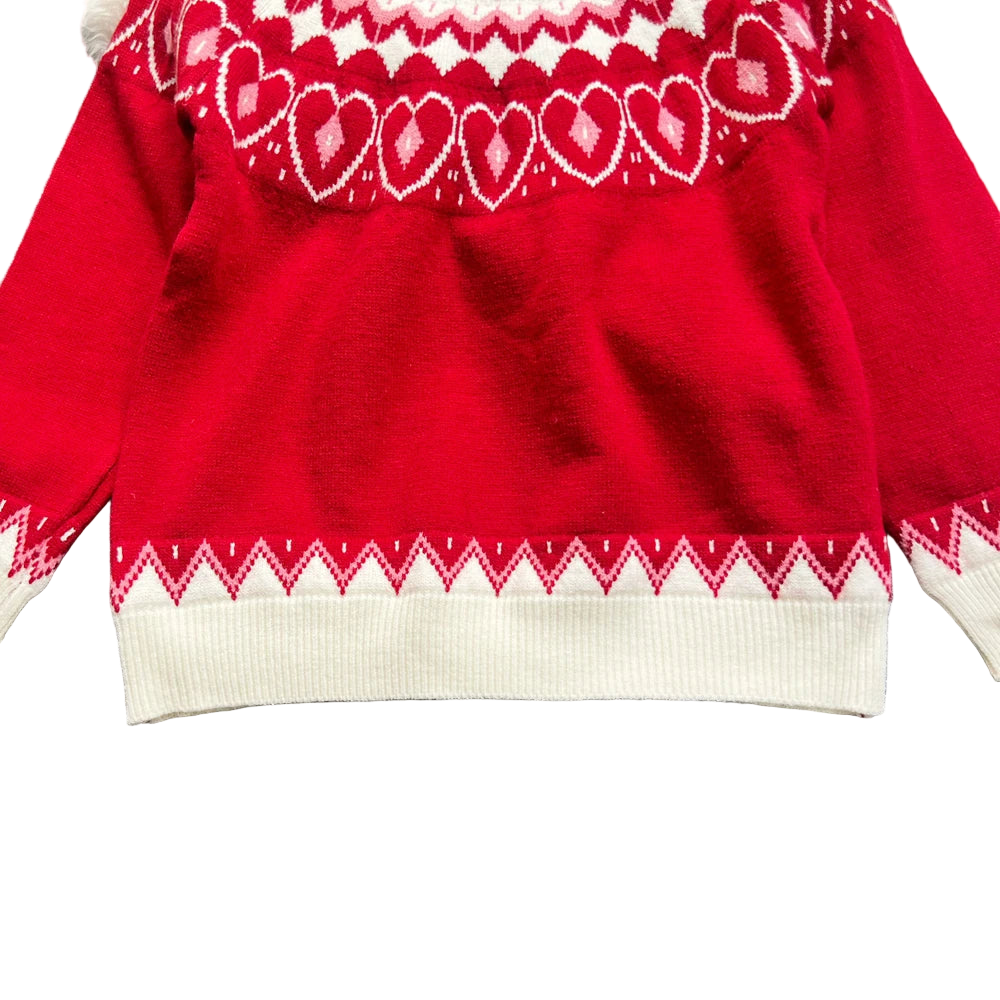 Valentine Red Pullover Knit Sweater With Heart Fair