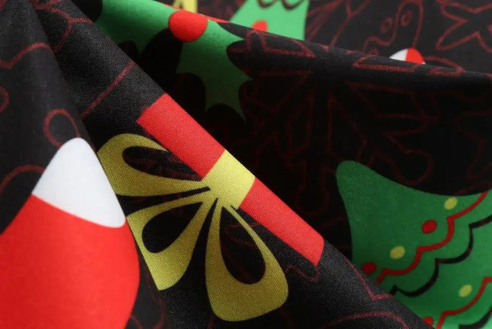 Women's Slim Fit Christmas Print Long Sleeve Dress Polyester