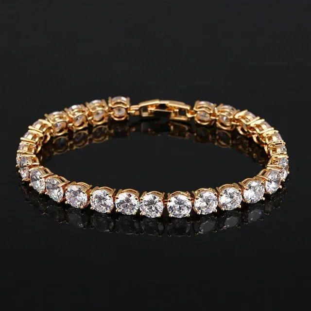 White Gold CZ Crystal Tennis Bracelet