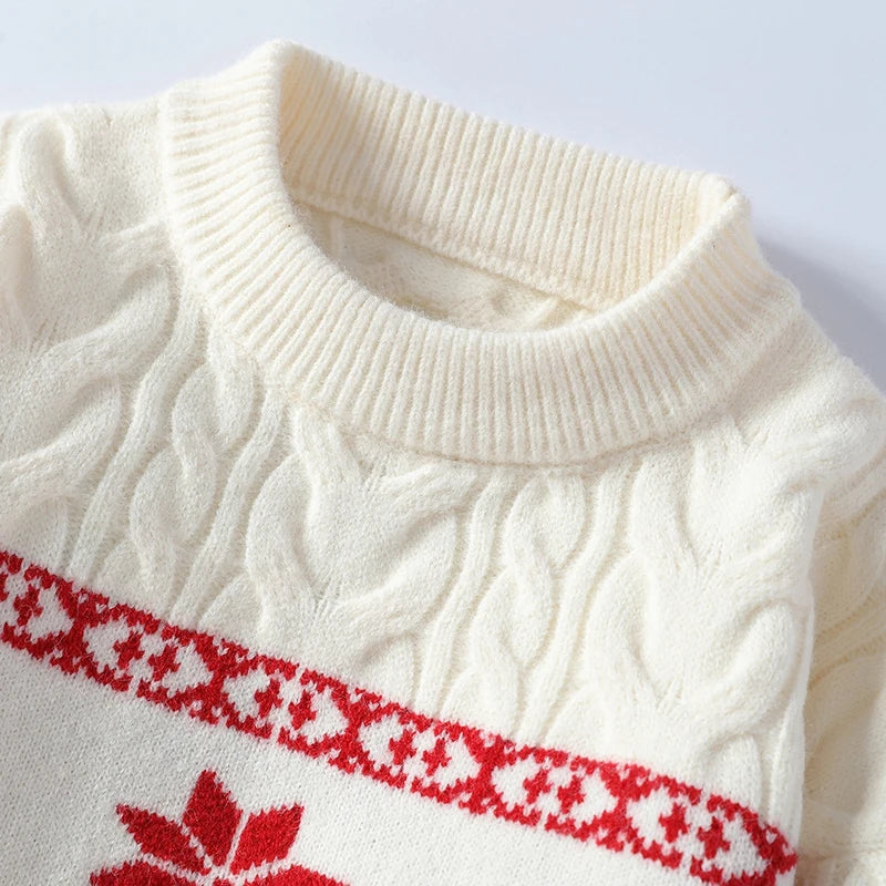 Winter Cashmere Sweater With Deer Pattern Knit