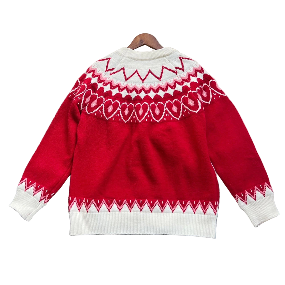 Valentine Red Pullover Knit Sweater With Heart Fair