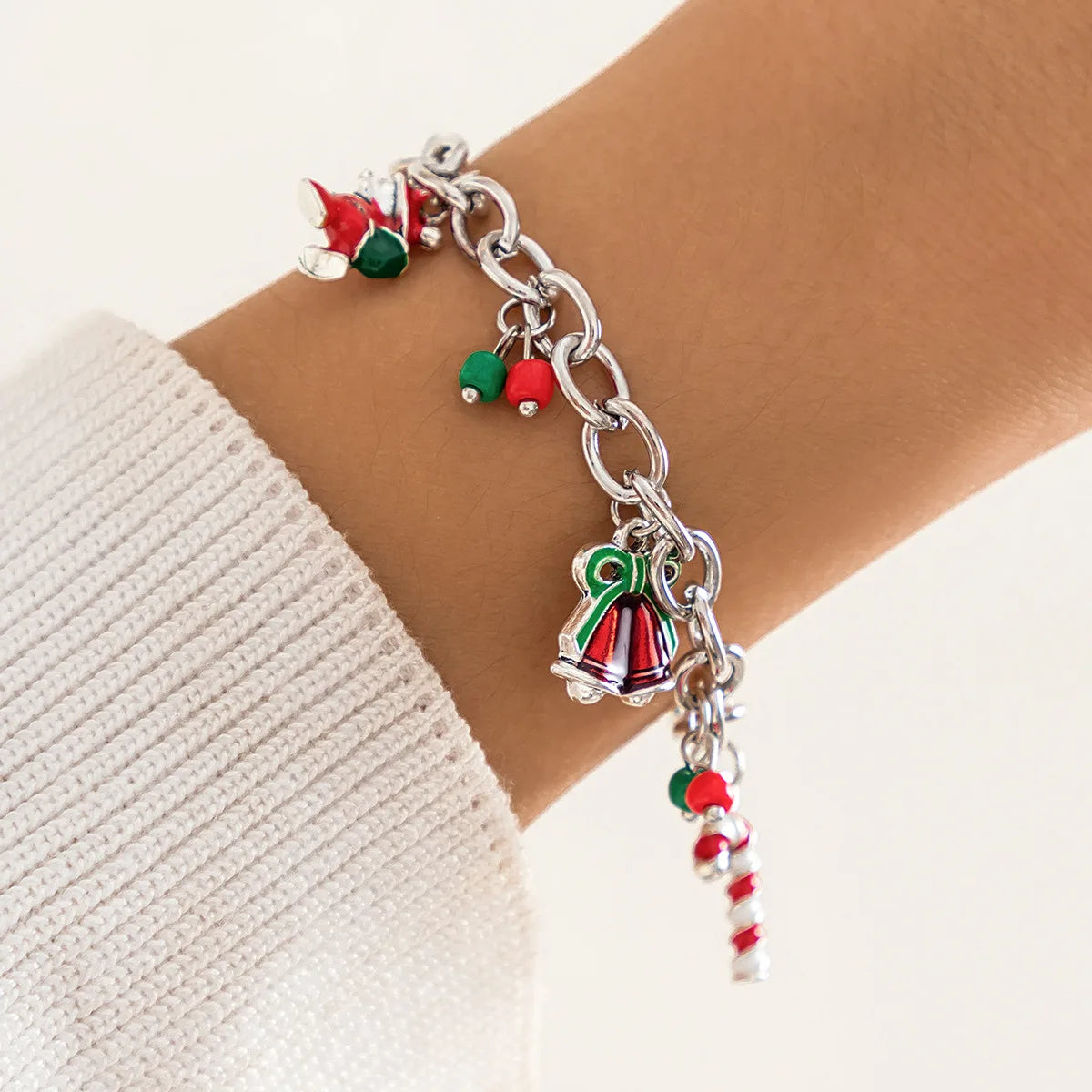 Snowman Ceramic Beads Bracelet Soft Elastic Christmas Gift