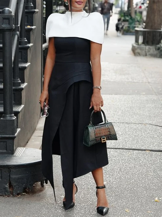 Elegant Sleeveless Long Dress With Square Collar High Waist