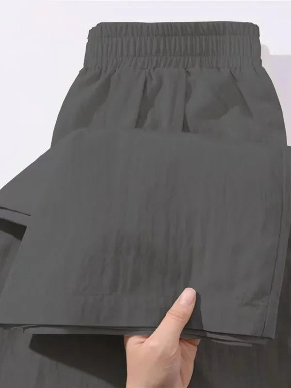 Women's High Waist Relaxed Wide Leg Ice Silk Pants