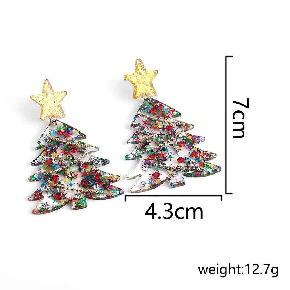 2 Pack Hypoallergenic Christmas Elk Earrings Cartoon Tree