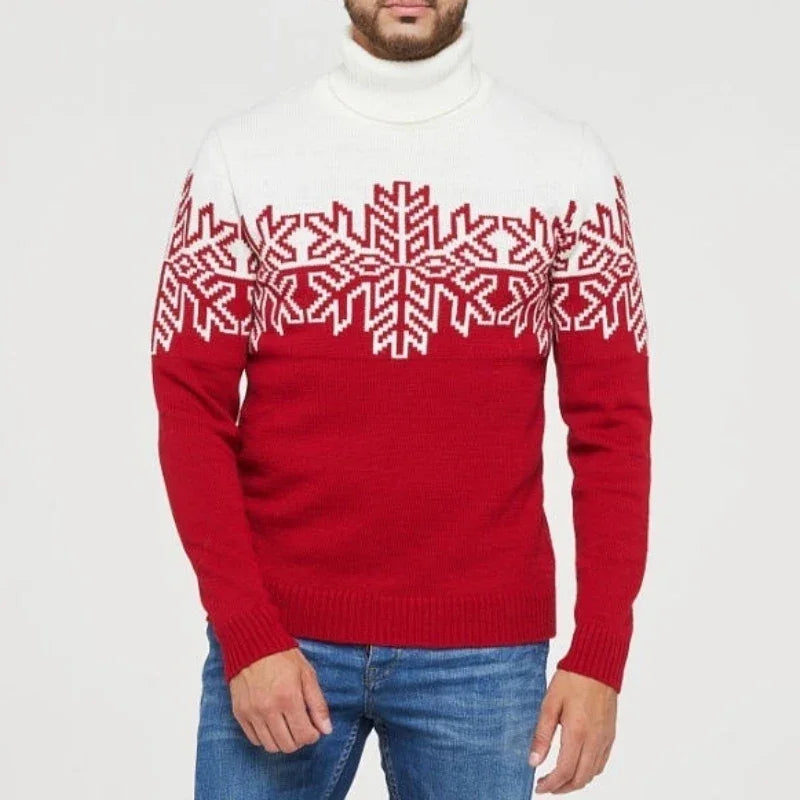 Family Matching Snowflake Wool Knit Turtleneck Relaxed Fit Sweater