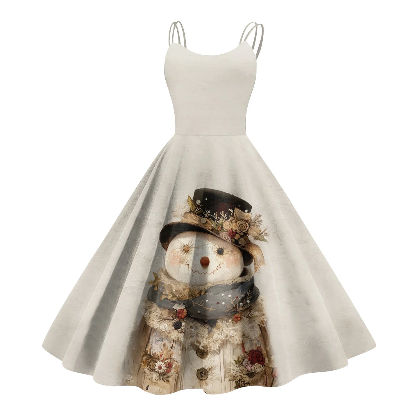 Slim Spaghetti Strap Christmas Polyester Dress Women's