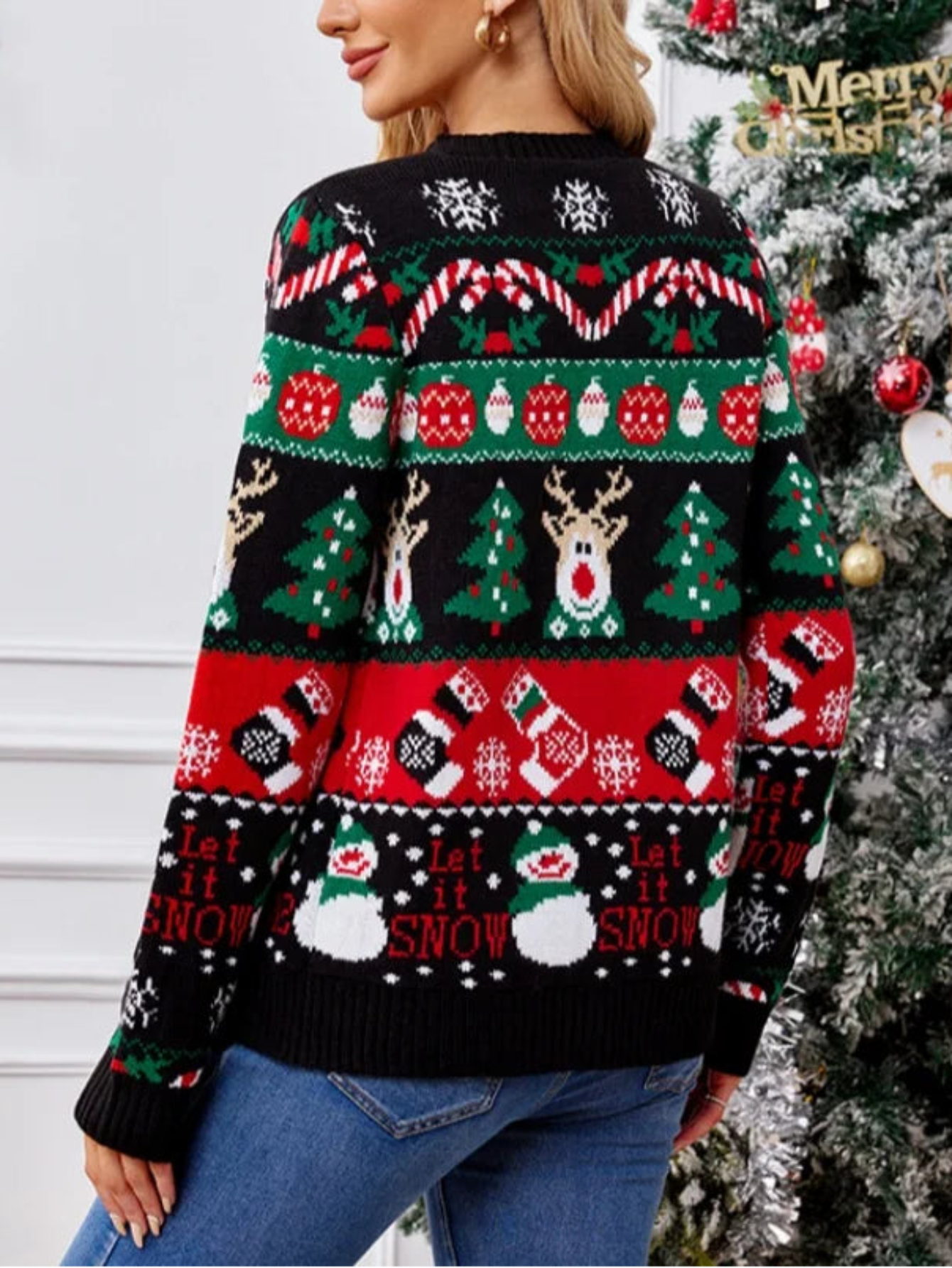 Christmas Cartoon Knit Sweater Full Sleeve Cardigan Warm