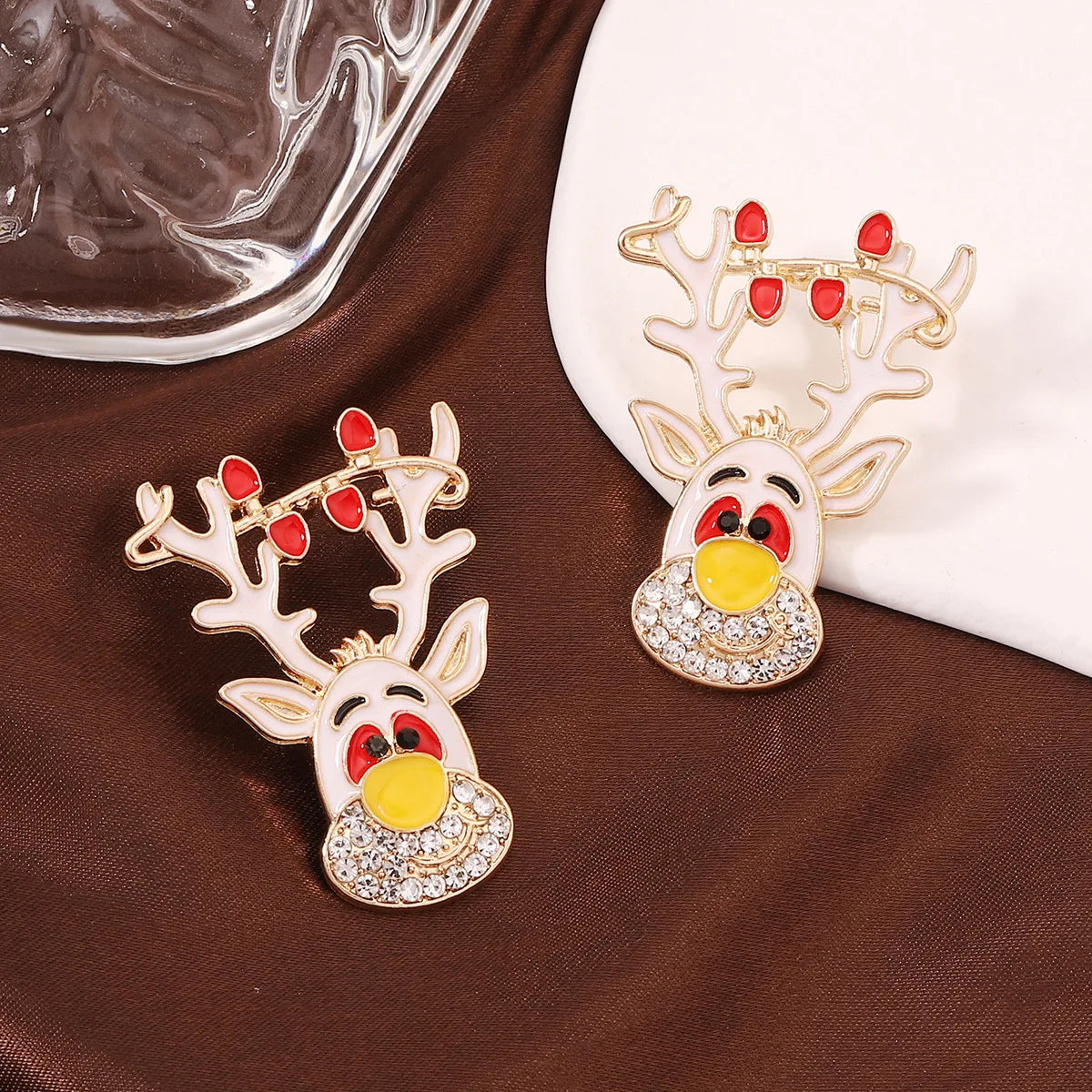 2 Pack Hypoallergenic Christmas Elk Earrings Cartoon Tree