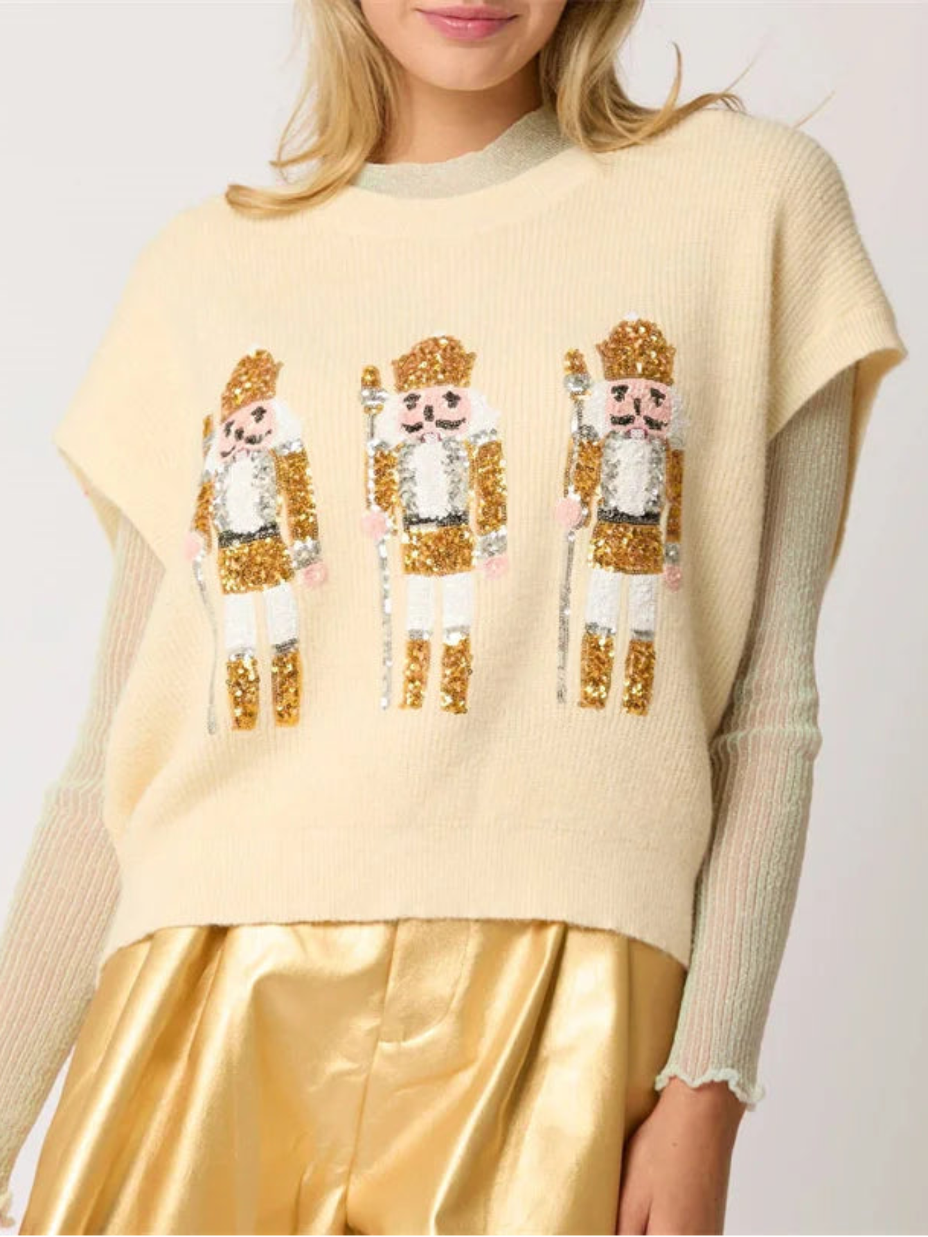 Ugly Christmas Vests Sequin Nutcracker