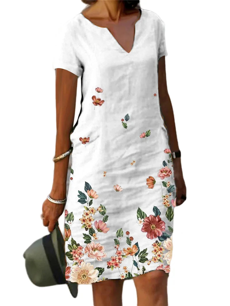 Summer Elegant Oversize V Neck Dress - Loose Beachwear