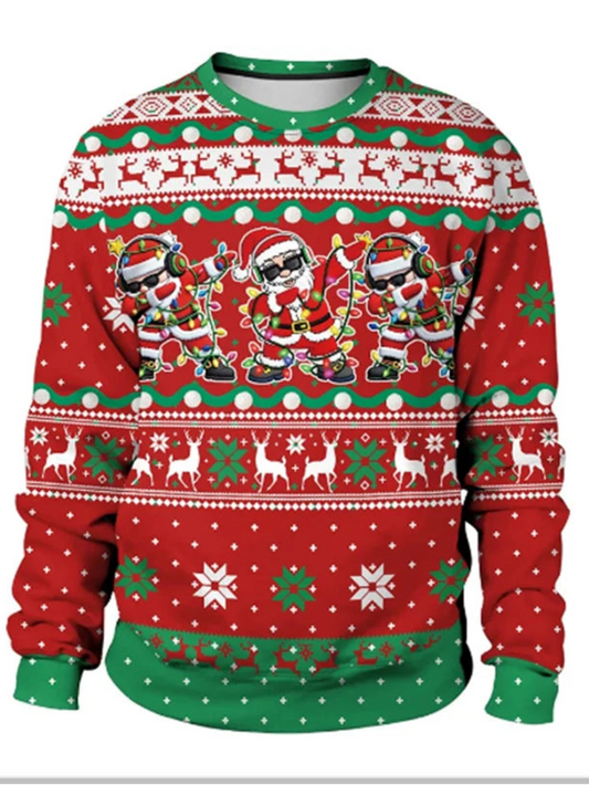 Ugly Christmas 3D A Rocking Santa Printed Sweatshirt