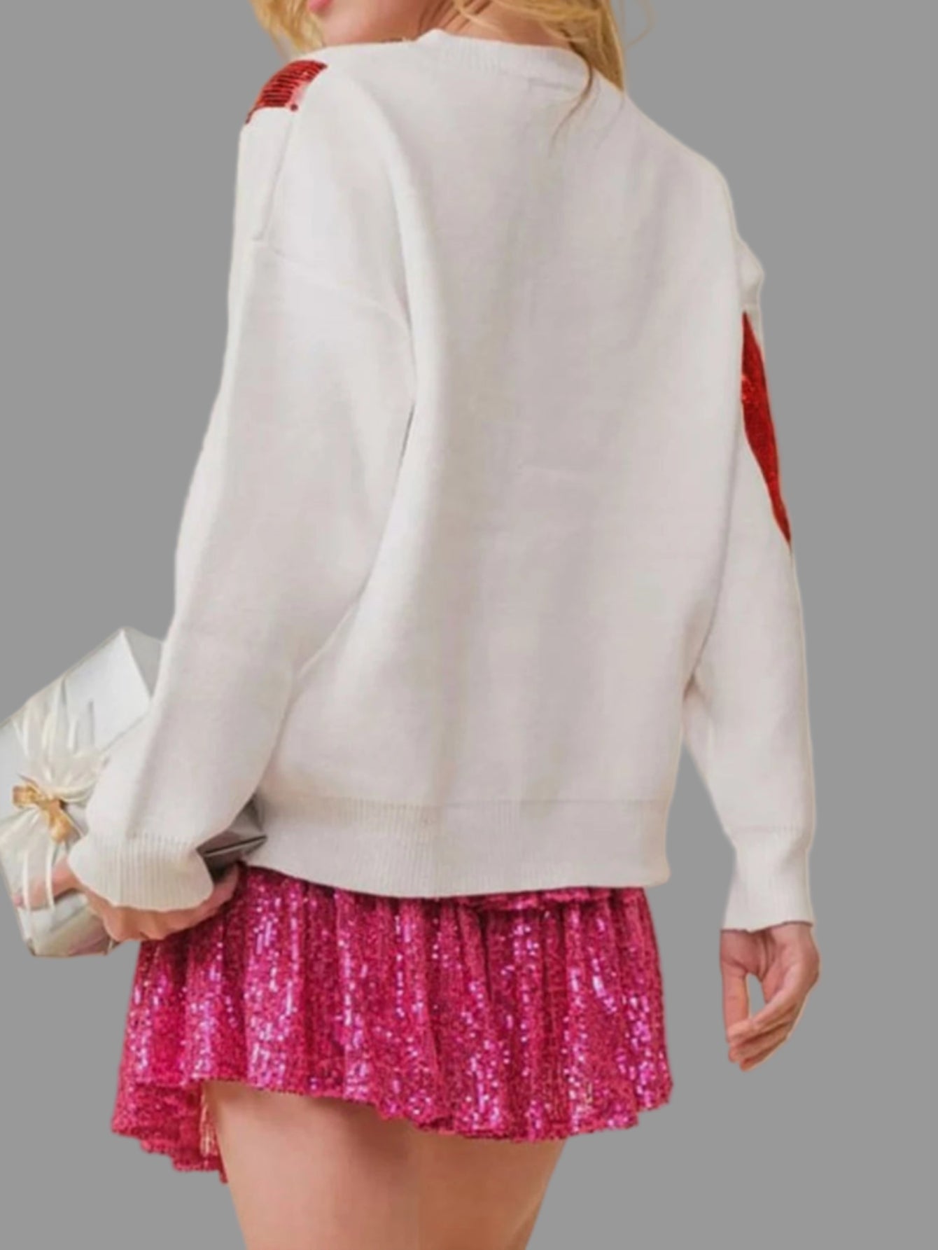 Christmas Red Sequin Bow Sweater