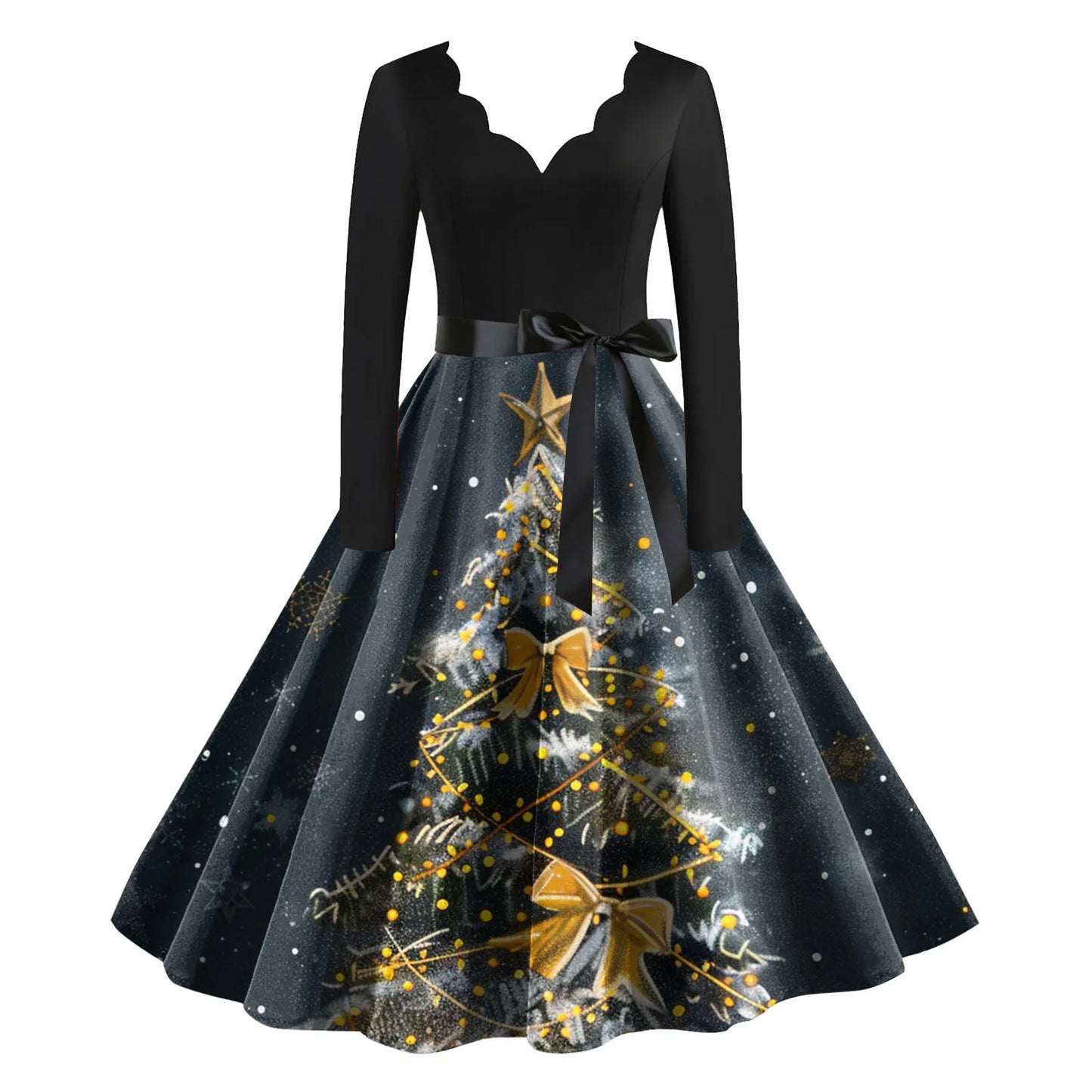 Women's A-Line Christmas Print Polyester Dress Regular