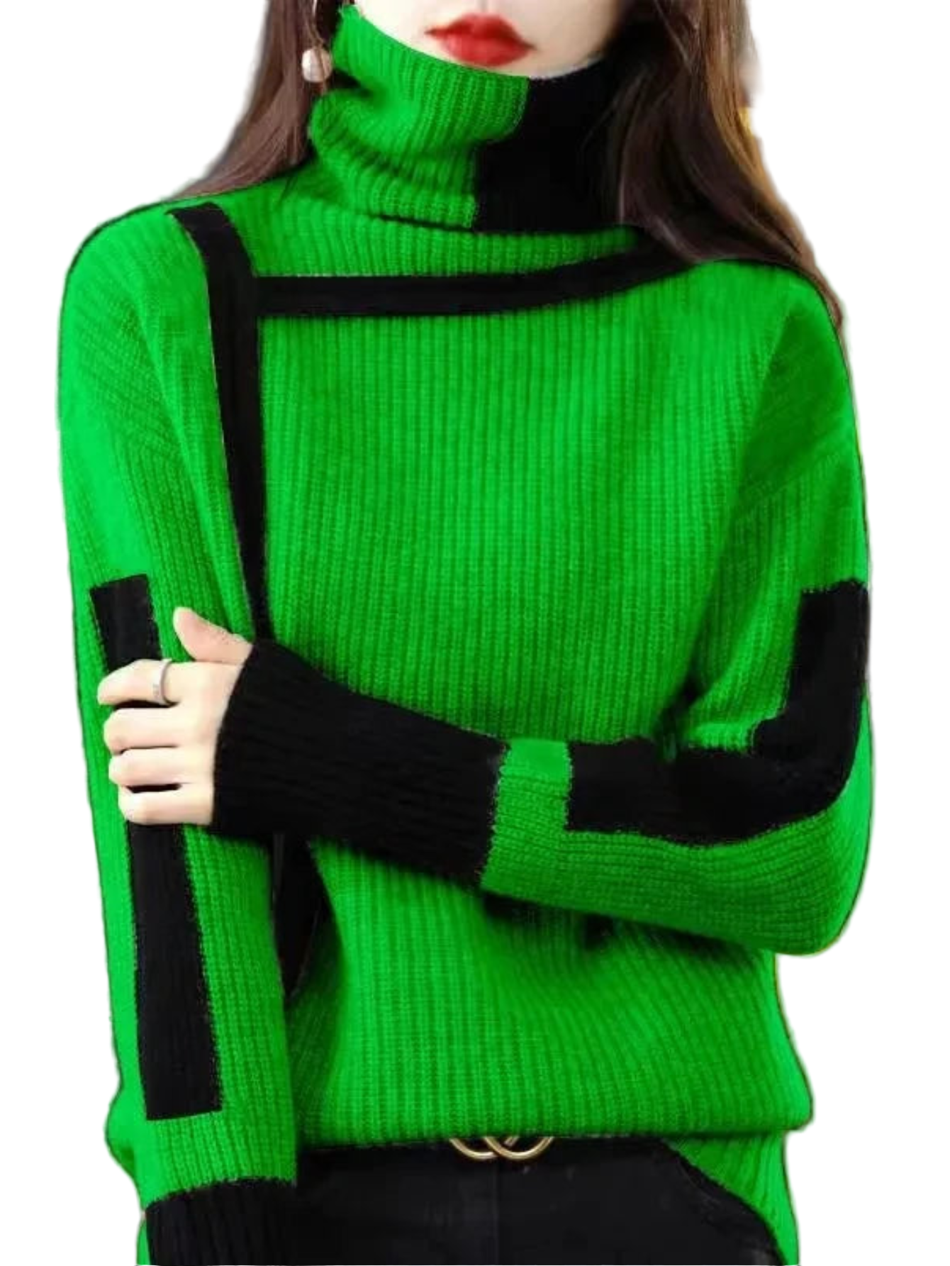 Cozy High Collar Knit Pullover Sweater For Women