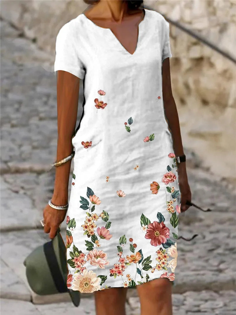 Summer Elegant Oversize V Neck Dress - Loose Beachwear