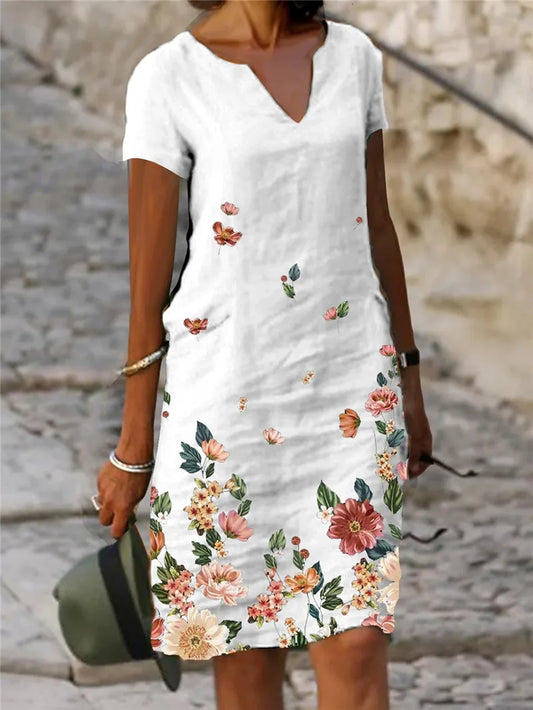 Summer Elegant Oversize V Neck Dress - Loose Beachwear