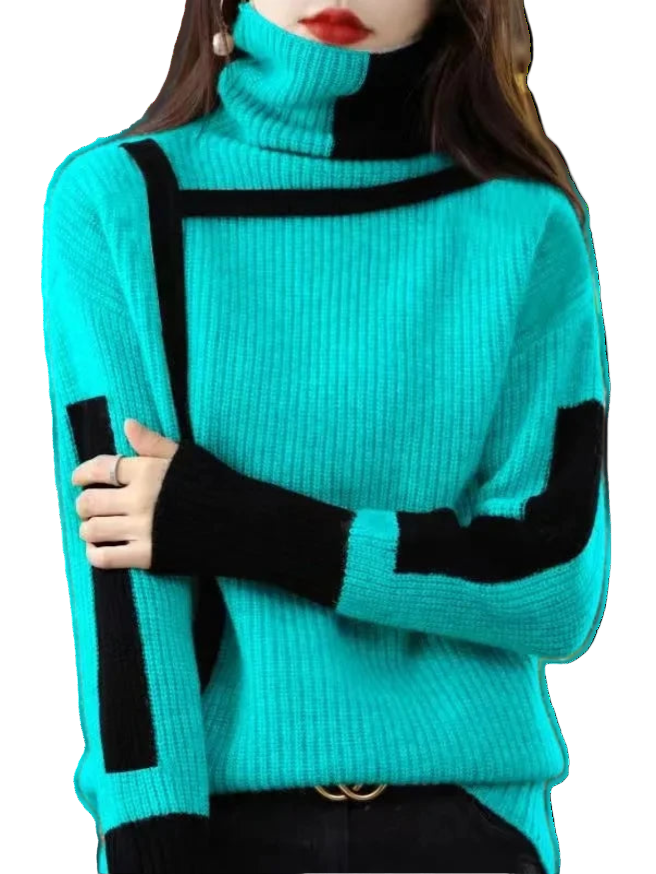 Cozy High Collar Knit Pullover Sweater For Women