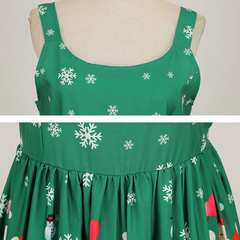 Women's Christmas Printed Midi Party Dress