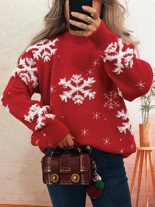 Casual Christmas Snowflake Sweater Pullover