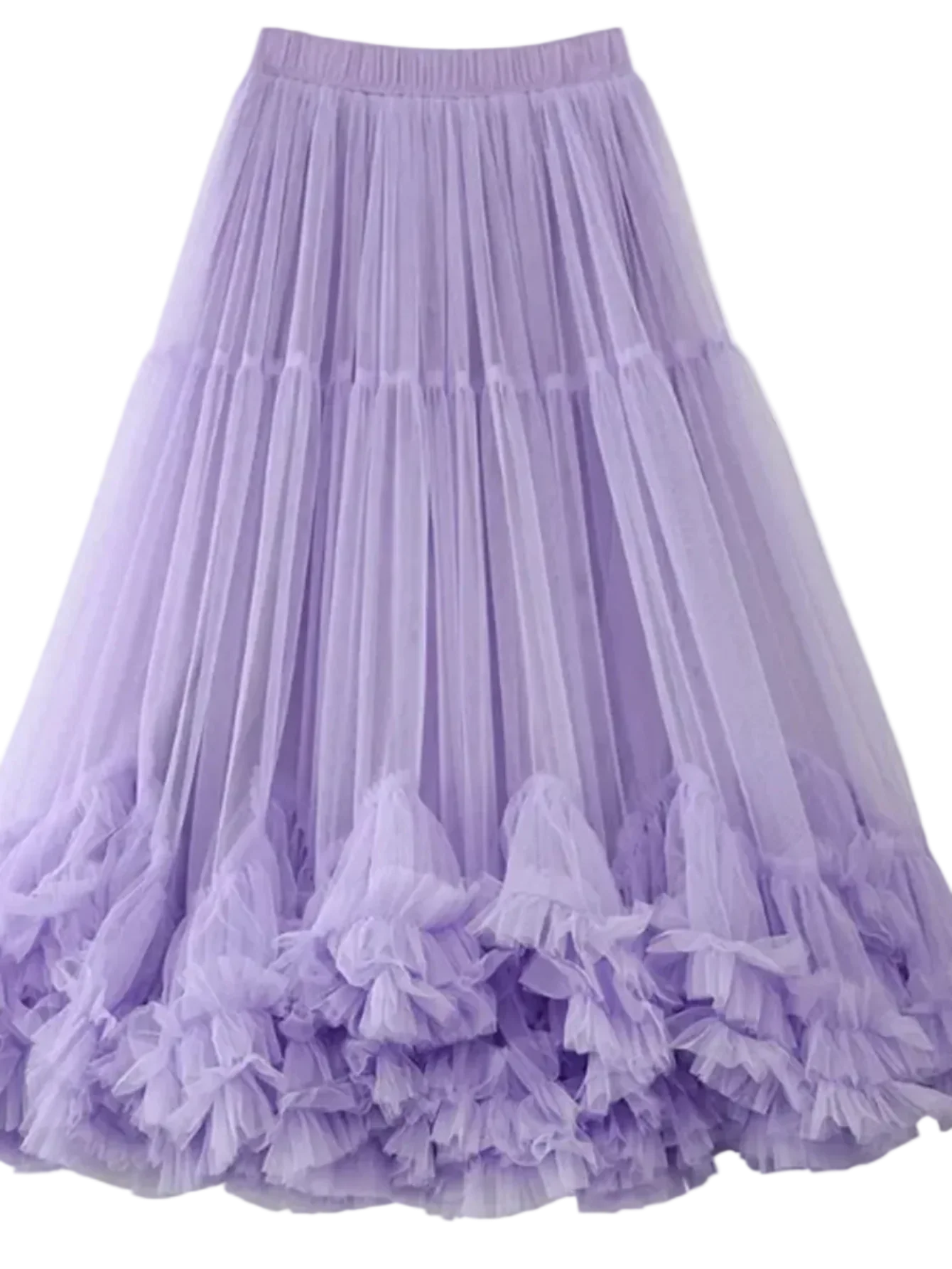 Elastic Waist A Line Midi Under Skirt With Ruffles