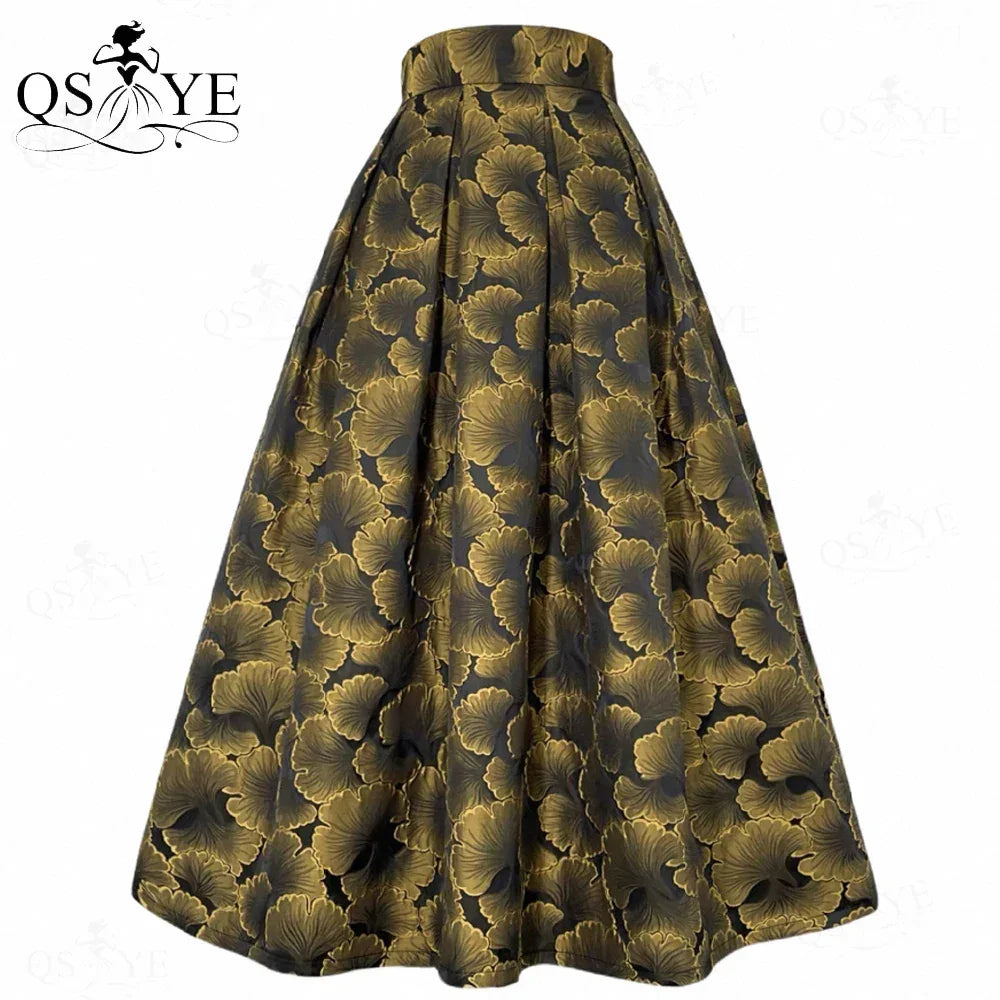 Fuchsia Cutwork Embroidery A-Line Satin Overlay Maxi Evening Gown Skirt